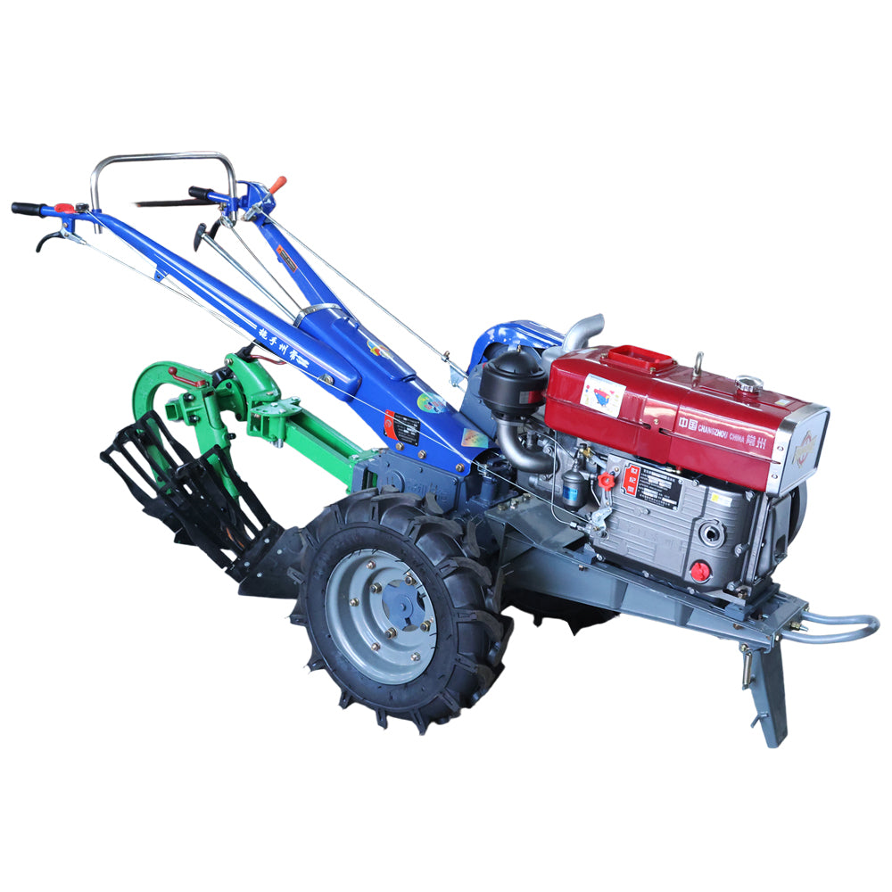 Diesel Walking Tractor Chassis Set with Double-Furrow Share Plough | Heavy-Duty Agricultural Power Tiller