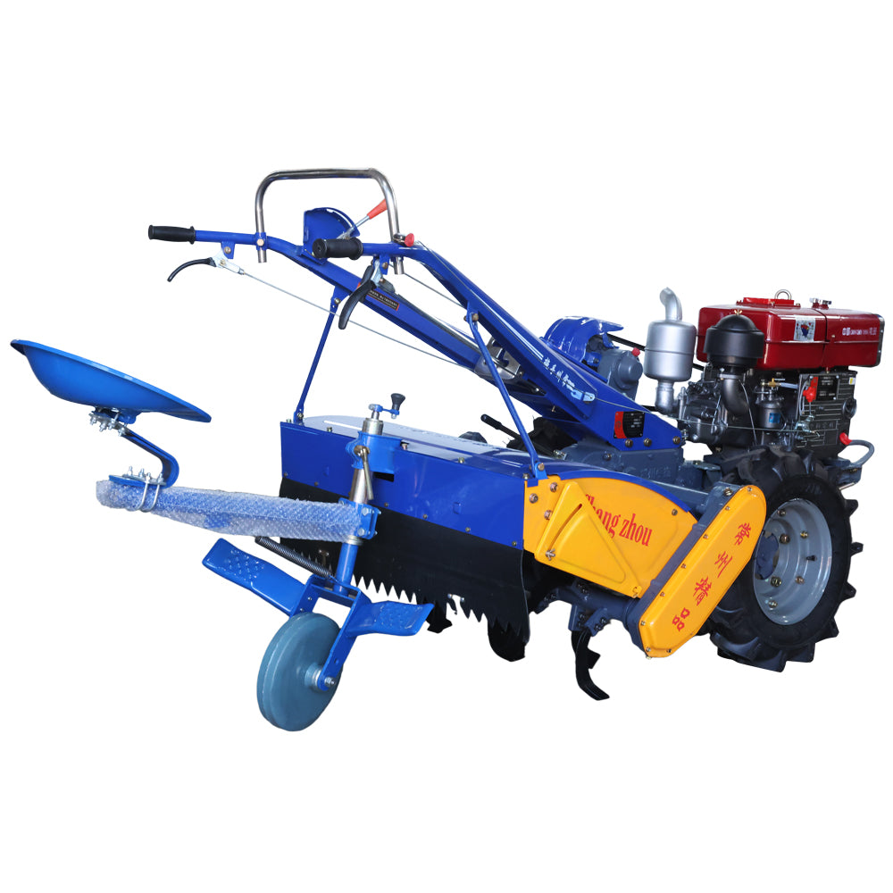 15HP Diesel Walking Tractor Set with Rotary Tiller & Seat | Heavy-Duty Two-Wheel Power Tiller