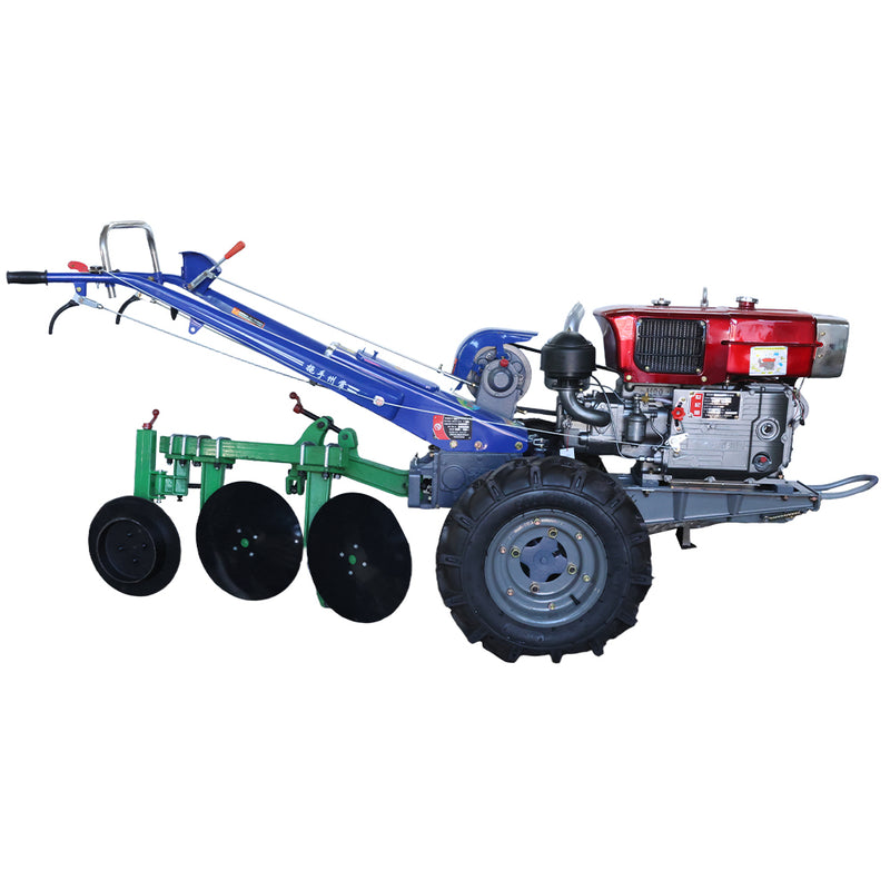 15HP Condensing Diesel Walking Tractor Set with Disc Plough | Heavy-Duty Two-Wheel Agricultural Power Tiller